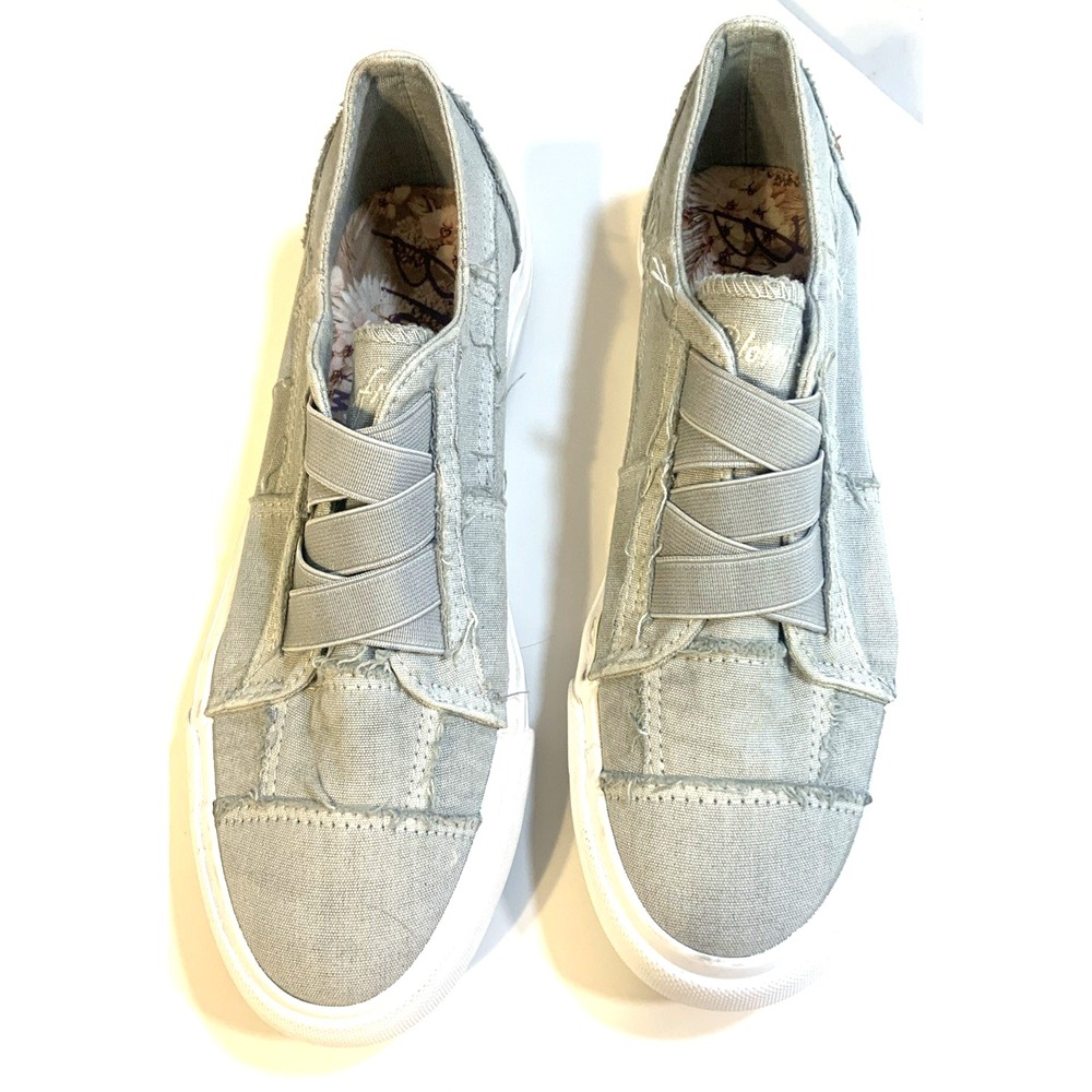 Blowfish Malibu Slip On Sneakers Gray Canvas Womens 7.5 Distressed